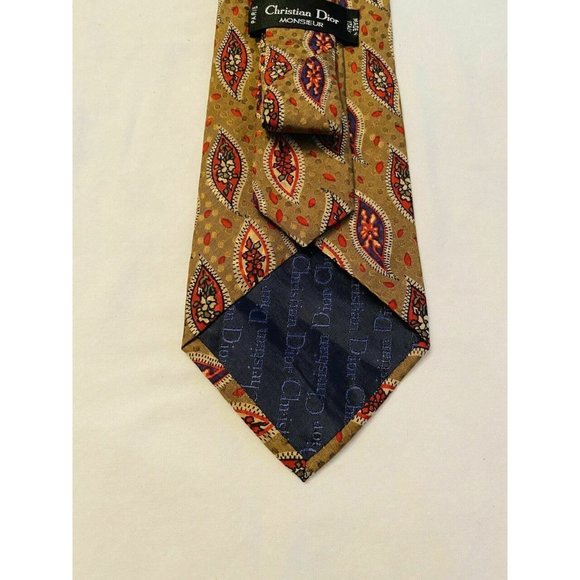 Christian Dior Bronze Paisley Dotted Tie - Picture 9 of 10